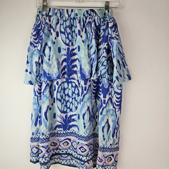 Lilly Pulitzer Quincy Serene Blue Tropi Call Me Dress Womens XS Engineered Print - Picture 5 of 7